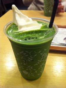 Matcha and ice cream latte