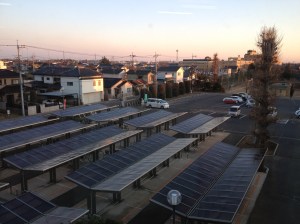 Sunset over the school